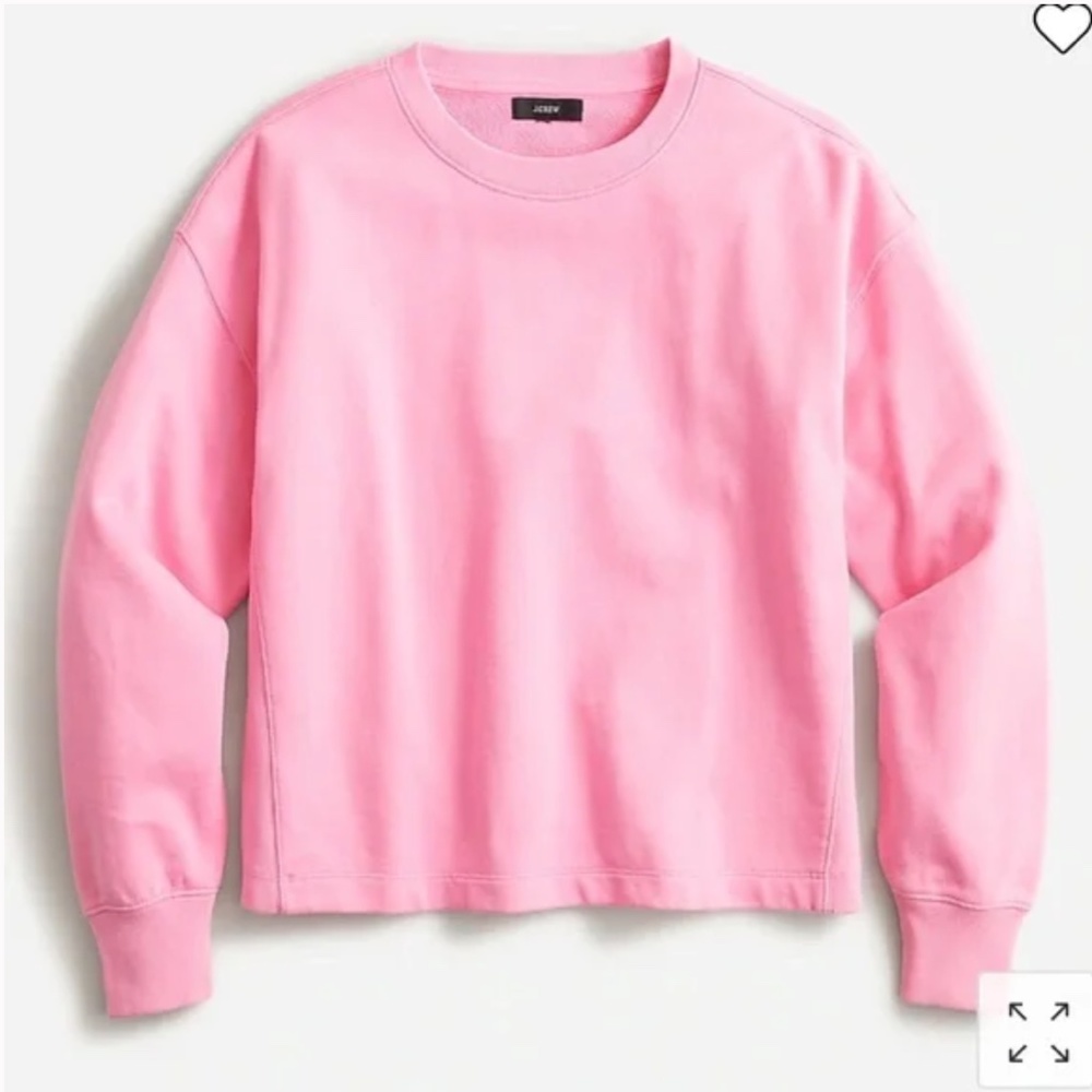 NWT J. Crew | Pink University Terry Cropped Crewneck 100% Cotton Sweatshirt, XXL